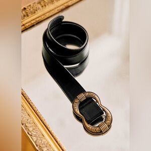 Sezane Gaia Belt in Smooth Black Heritage with Gift Item!
